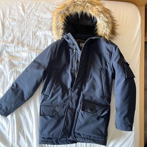 J. Crew Nordic Parka- sz S, like new! Deep Navy. Super warm!